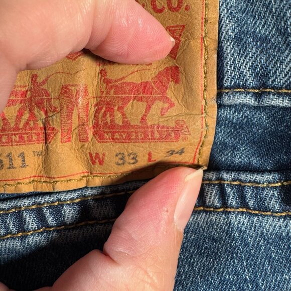 Levis Jeans Mens 34 Blue 511 Slim Straight Mid Rise Medium Wash Stretch - Picture 9 of 11